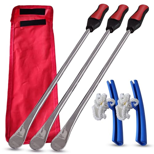 Tire Iron Spoons Changing Tire Lever Bar Set Tire Repair Tool Kit Rim Lifter Tire Changer Remove Tyre Heavy Duty Metal Steel for Motorcycle Bike Scooter Bicycle Mower and more (3PC 14.5 inch)