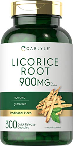 Carlyle Licorice Root Capsules 900mg | 300 Count | Root Extract Supplement | Non-GMO, Gluten Free