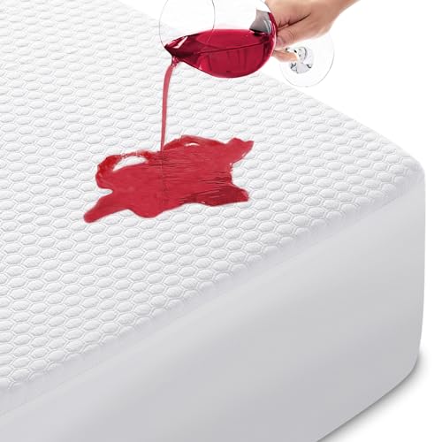 Minoroty Twin Size Waterproof Mattress Protector Viscose Made from Bamboo Mattress Pad Cover Noiseless Washable with Deep Pocket Up to 21