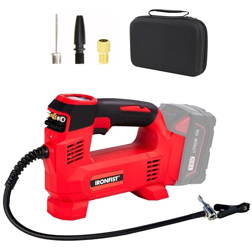 IRONFIST Tire Inflator for Milwaukee M18 Battery Portable Air Compressor for Car, Bicycle, Ball, 20V Auto Tire Pump with Digital Pressure Gauge (Tool Only, NO Battery)