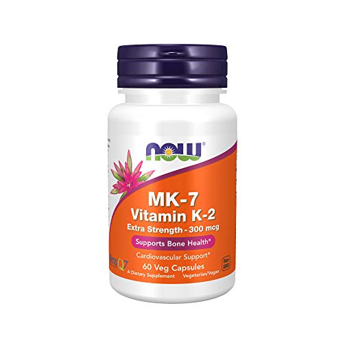 NOW Supplements, Vitamin K2 (MK-7) 300 mcg, Extra Strength, Supports Bone Health*, 60 Veg Capsules