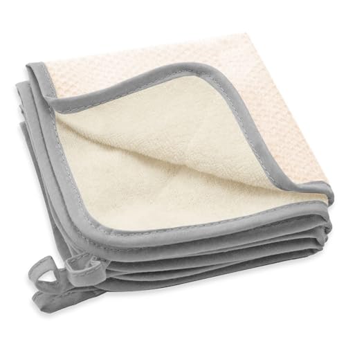 S&T INC. Exfoliating Washcloths, Dual Sided for Face and Body Scrub Towel, 9.9 Inch x 9.9 Inch, Grey, 3 Pack