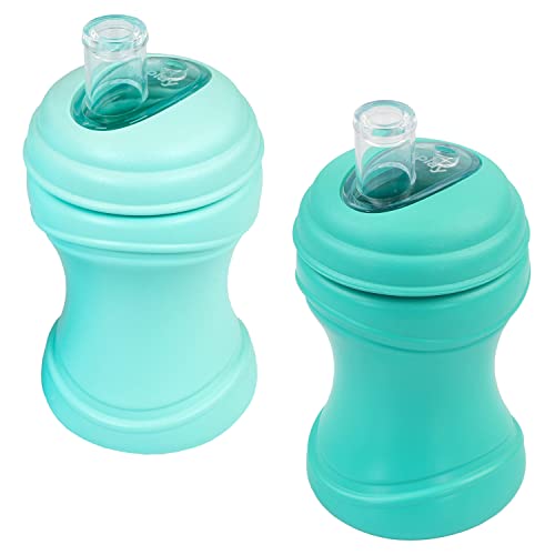 Re Play 2pk 8oz Transition Sippy Cups for Baby Toddler, Medical Grade Silicone Soft Spout & Travel Lid, Easy to Hold Hourglass Shape, Made in USA from BPA Free Recycled Milk Jugs, Aqua/Mint