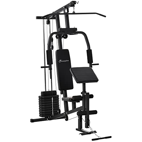 Soozier Multifunction Home Gym System, Workout Station with 99Lbs Weight Stack, for Full Body Exercise