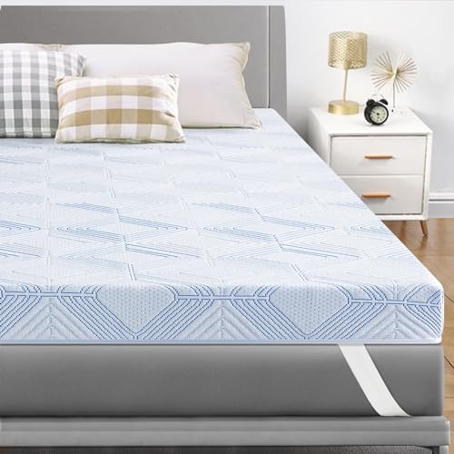 BedStory Queen Mattress Topper, 3 inch Memory Foam Mattress Topper, Gel-Infused Firm Bed Topper with Anti-Slip Removable&Breathable Cover for Back Pain, Pressure Relieve, CertiPUR-US(60
