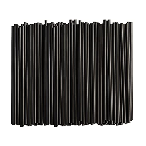 [250 Count] Black Disposable Plastic Drinking Straws - 7.75