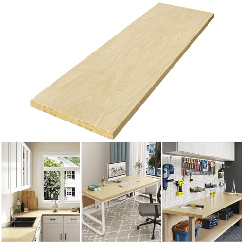 ROOMTEC Butcher Block CounterTop, Birch Solid Wood Countertop for DIY, Table Top, Washer Dryer Counter Top, 96