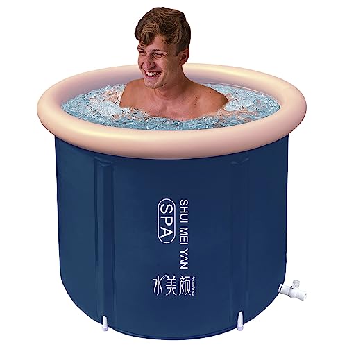 SHUIMEIYAN Large Ice Bath Tub for Athletes Outdoor Portable Free-standing Bathtub for Adults Cold Water Therapy Tub for Recovery Cold Plunge Tub (8209 navy-29.5