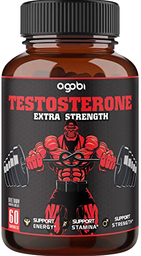 Testosterone Supplement for Men with Ashwagandha, Tribulus, Ginseng & More - 11 Herbs Equivalent to 9200mg - Strength Support - 60 Vegan Capsules 1 Month Supply