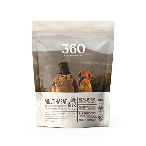 360 Pet Nutrition Freeze Dried Raw Complete Meal for Adult Dogs, High Protein, Omega 3