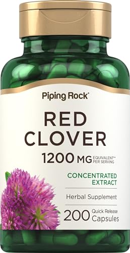 Red Clover 1200mg | 200 Capsules | Herbal Supplement | Blossom Extract | Non-GMO, Gluten Free | by Piping Rock