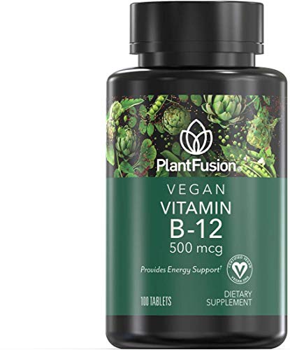 PlantFusion Vegan B12 from, Premium Vegan Vitamin B12 for Women and Men (500mcg), Natural Energy Supplement, 100 Tablets