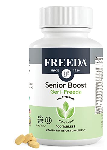 Freeda Senior Multivitamin - Kosher Vitamins for Men & Women 60 and Over - One Daily Coated Tablet - Women’s & Men’s Vitamins Multivitamin 60 Plus - Vitamins for Women Over 60 Plus Elderly (100 Count)