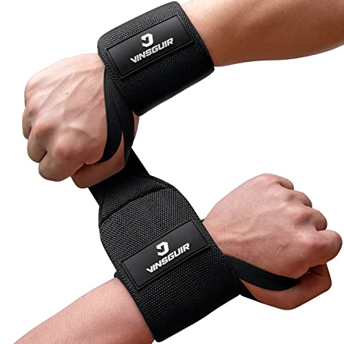 VINSGUIR Elastic Wrist Straps for Weightlifting and Working Out, Breathable Wrist Wraps with Thumb Loop and Left/Right Tabs, Wrist Brace for Wrist Support and Protection, Men and Women (Pair)