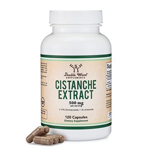 Cistanche Tubulosa Extract 500mg Per Serving (120 Capsules) Cistanche Testosterone Supplement for Men (Standardized to Contain Echinacosides and Acteosides) by Double Wood