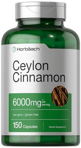 Ceylon Cinnamon Capsules | 6000 mg | 150 Count | Non-GMO & Gluten Free Supplement | by Horbaach