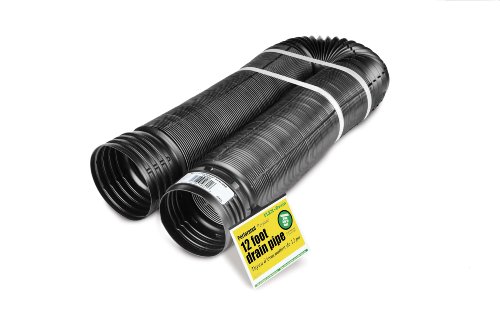 Flex-Drain 51910 Flexible/Expandable Landscaping Drain Pipe, Perforated, 4-Inch by 12-Feet , Black