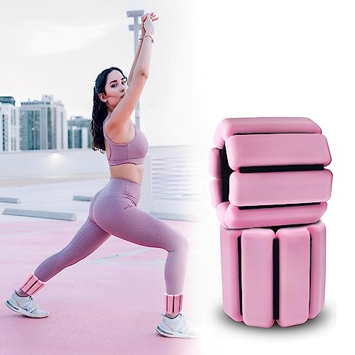 Holyfire Ankle Weights for Women Adjustable, Wrist Weights for Yoga, Pilates, Aerobics,Pool exercise, pack of 2, 2Lbs, Pink