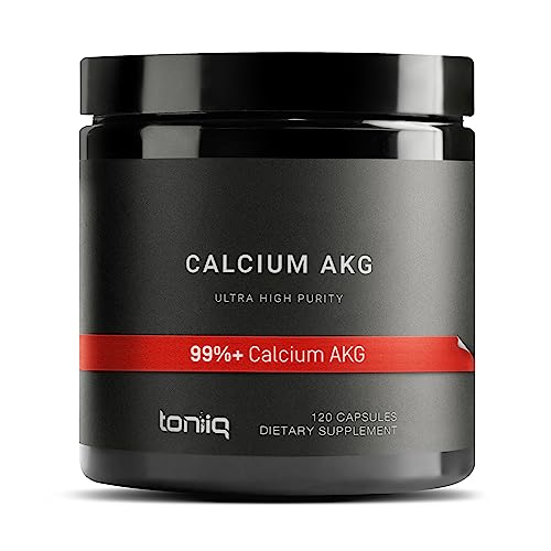 Toniiq 1800mg Ultra High Purity Ca AKG Supplement - 99%+ Highly Purified and Bioavailable Calcium Alpha-Ketoglutarate - Calcium AKG Longevity Supplement - 120 Ca-AKG Vegetarian Capsules