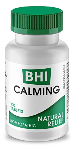 BHI Calming Stress Relief Blend 10 Natural Active Ingredients Help Restore Balance, Support Calm Mood & Sleep - Relax Mind & Body with Passionflower Chamomile & Valerian Root - 100 Tablets