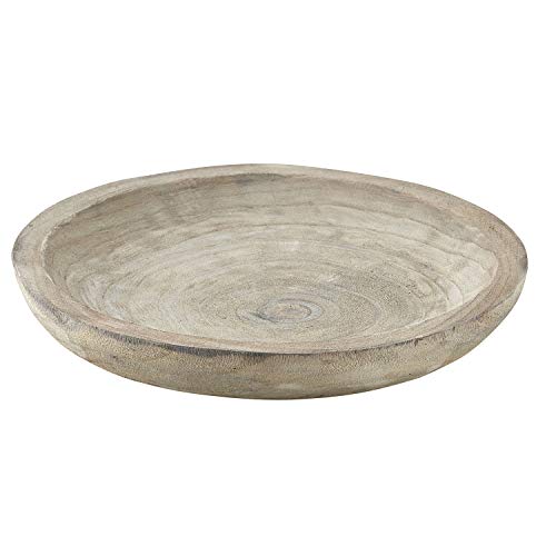 Santa Barbara Design Studio Table Sugar Hand Carved Paulownia Wood Serving Bowl, Medium, Grey,8 cubic inches