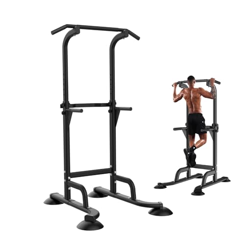 Bounabay Power Tower Pull Up & Dip Station Multi-Function Home Strength Training Fitness Workout Station Height Adjustable