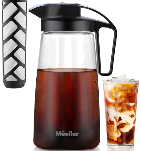 Mueller Cold Brew Coffee Maker, 2-Quart Heavy-Duty Tritan Pitcher, Iced Coffee Maker and Tea Brewer