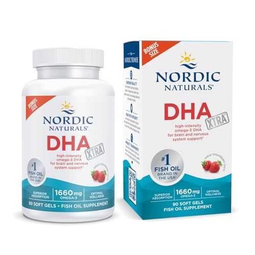 Nordic Naturals DHA Xtra, Strawberry - 90 Soft Gels - 1660 mg Omega-3 - High-Intensity DHA Formula for Brain & Nervous System Support - Non-GMO - 45 Servings