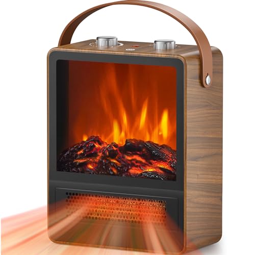 Alpaca Electric Fireplace Heater for Indoor Use, 1500W/750W Space Heater Fireplace with 3D LED Flame, Double Safety Protection, Portable Fireplace Heater for Home Office Christmas Decoration