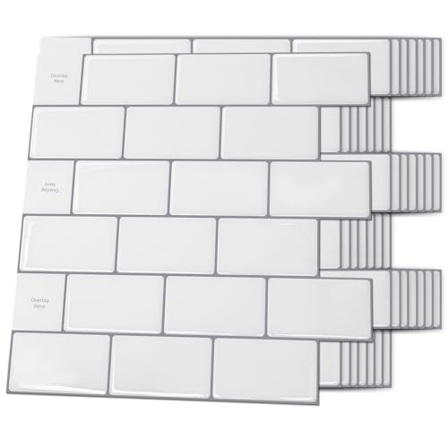 Art3d Backsplash Tile for Kitchen Peel and Stick, 10-Sheet Stick on Subway Tiles for Kitchem, Bathroom Back Splashes, 12