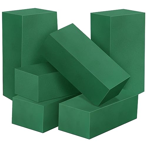6 Pcs Floral Foam Blocks for Flower Arrangement, Wet and Dry Green Floral Foam for Wedding, Birthdays, Home Decorations (Small Size 5.5” L x 3.1” W x 1.7” H)