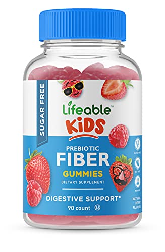 Lifeable Sugar Free Prebiotics Fiber for Kids - 4g - Great Tasting Natural Flavored Gummy Supplement - Keto Friendly - Gluten Free, Vegetarian, GMO Free - for Gut and Digestive Health - 90 Gummies