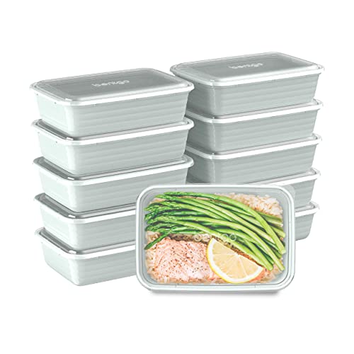 Bentgo® Prep 1-Compartment Containers - 20-Piece Meal Prep Kit: 10 Trays & 10 Lids - Lightweight, Durable, & Reusable BPA-Free To-Go Food Containers; Microwave/Freezer/Dishwasher Safe (Mint)