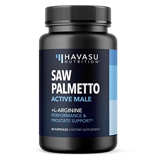 Saw Palmetto for Men with L Arginine Supplement | Potent Hair Health and Maximum Male Boost | L-Arginine Saw Palmetto Supplement with S7 Plant-Based Ingredients for Stamina & Endurance | 60 Male Pills