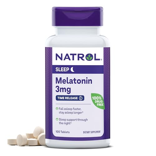 Natrol Melatonin Time Release Tablets, Helps You Fall Asleep Faster, Stay Asleep Longer, Strengthen Immune System, 100% Vegetarian, 3mg, 100 Count