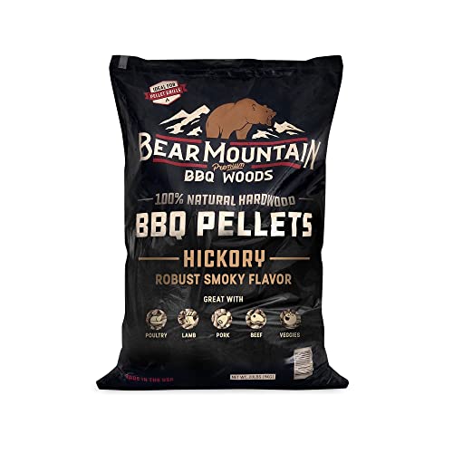 Bear Mountain BBQ 40 Pounds Premium All Natural Low Moisture Hardwood Hickory Flavored Smoker Pellets for Outdoor Pellet Grills and Smokers