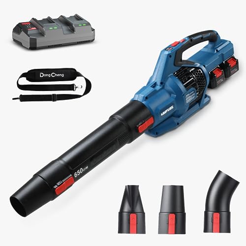 DongCheng 40V Cordless Leaf Blower, 650 CFM 140 MPH Variable Speed Jet Fan Leaf Blower with 4.0Ah Battery and Charger, Brushless Motor Blower for Town Care, Patio, Blowing Leaves and Snow