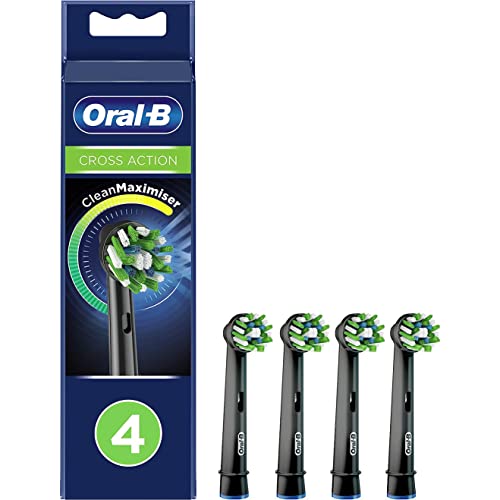 Oral-B Crossaction Electric Toothbrush Replacement Brush Head Refills, Black , 4 Count (Pack of 1)