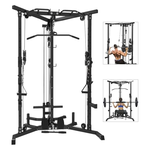 Fagus H Cable Crossover Machine, Functional Trainer with 16 Height Positions, Cable Fly Machine,Plate Loaded Pulley System for Home Gym Workout - Handles Included…