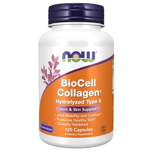 NOW Supplements, BioCell Collagen® Hydrolyzed Type II, Clinically Validated, 120 Veg Capsules