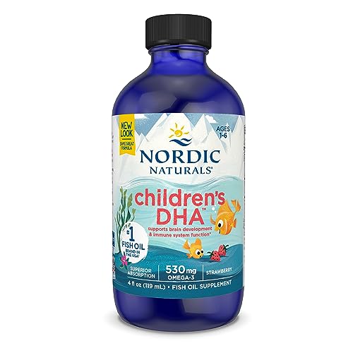 Nordic Naturals Children’s DHA, Strawberry - 4 oz for Kids- 530 mg Omega-3 with EPA & DHA - Brain Development & Function - Non-GMO - 48 Servings