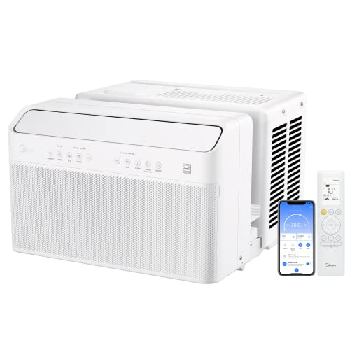 Midea 8,000 BTU U-Shaped Smart Inverter Air Conditioner –Cools up to 350 Sq. Ft., Ultra Quiet with Open Window Flexibility, Works with Alexa/Google Assistant, 35% Energy Savings, Remote Control