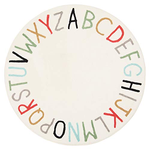 Topotdor Rainbow Round Kids Play Rug Alphabet Nursery Area Rug Extra Large Soft Crawling Play Mat for Children Toddlers Bedroom (47 inch, Multi Color)