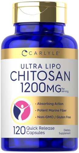 Carlyle Chitosan Supplement 1200mg | 120 Quick Release Capsules | Non-GMO, Gluten Free | Ultra Lipo