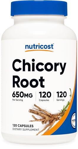 Nutricost Chicory Root 650mg Per Capsule - 120 Plant-Based Capsules, Non-GMO, Gluten Free