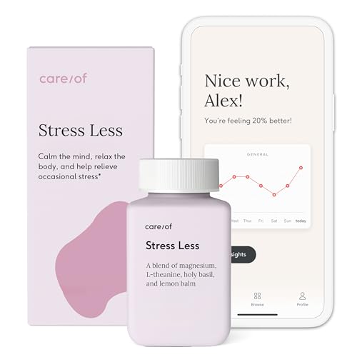 Care/of Stress Less - Stress Relief Supplements for Stress Management, Stress Vitamins for Women & Men - Free Wellness Tracker APP, C.L.E.A.N. & Non-GMO Stress Supplements for Women, 30 Count