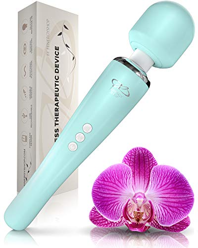 Therapeutic Personal Massager - Handheld Cordless and Powerful - 8 Speeds 20 Pulsating Patterns - Instant Full Body Magic Recovery Effect - USB Rechargeable - Turquoise by FENERGY SHOP