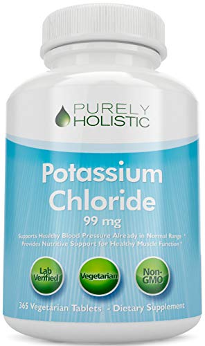 Potassium Supplement 365 Tablets 1 Year Supply - Potassium Chloride 99mg Tablets - Supports Healthy Blood Pressure & Muscle Function - Vegetarian and Non GMO