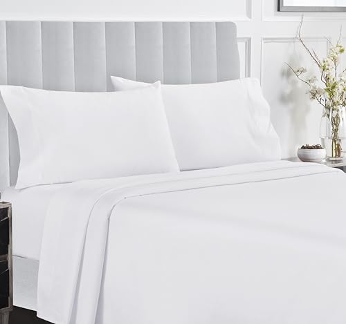 California Design Den 400 Thread Count 100% Cotton Sheets for Queen Size Bed - Extra Soft, Breathable & Cooling Sheets, Wrinkle Resistant 4-Pc Sateen Deep Pocket Bed Sheets - White