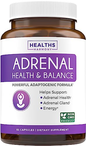 Adrenal Support & Cortisol Manager (Non-GMO) Powerful Adrenal Health with L-Tyrosine & Ashwagandha - Maintain Balanced Cortisol Levels & Stress Relief - Fatigue Supplement - 60 Capsules